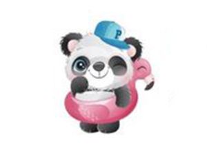 Transfer-Applikation zum Aufbügeln ca. 6,5 cm  x 8,0 cm - Pandajunge mit Schwimmreifen