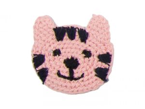 Häkelapplikation 50 mm - Katze - rosa