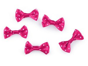 5 Schleifen mit Punkte ca. 4 x 2 cm - pink