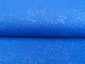 Jacquard Rautenstepper mit Foliendruck - Blumenornamente - royalblau