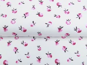 Jersey - getupfte Pfirsiche - weiß-pink