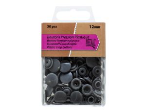 Druckknöpfe aus Kunststoff ca. 12 mm 30 Stück - dunkles grau