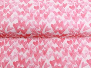 Jersey Sanetta - schraffierte Herzen - pastellrosa