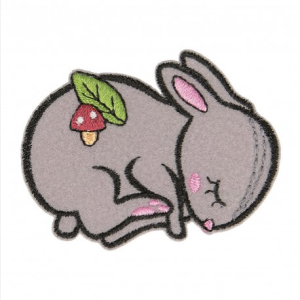 Applikation zum Aufbügeln schlafende Tiere - Hase - grau