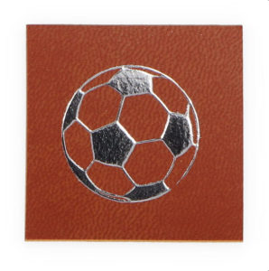 Applikation/Label aus ökologischem Kunstleder - Fußball - hellbraun-silberfarben