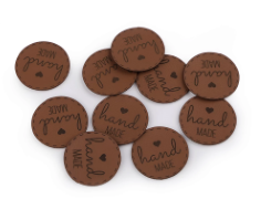 Label aus ökologischem Kunstleder ca. 30 mm - Handmade - braun