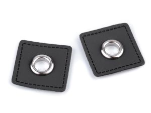 Aufnäh-Ösen auf Kunstleder 8mm 4 Stück - uni schwarz