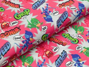 Jersey Swafing PJ Masks-Pyjamahelden - Gekko, Catboy und Eulett in Aktion - fuchsia/bunt