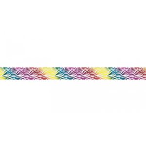 Dekorband zum Aufnähen mit Foliendruck 2,5 cm breit - Animalprint Tiger - weiß