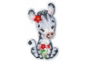 Applikation zum Aufbügeln Blumentierkinder - Zebra - grau
