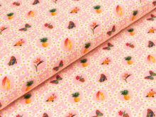 Jersey  "Donna" - verschiedene Motive im Blumenkranz - rosa