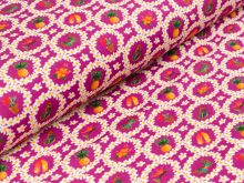 Jersey  "Donna" - verschiedene Motive im Blumenkranz - fuchsia