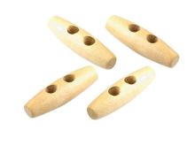 Nahaufnahme von 4 Holzknöpfe 12x40 mm - natur