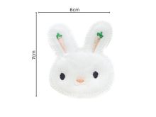 Nahaufnahme von Stick-Applikation zum Aufnähen ca 6 cm x 7 cm - Hase - weiß - puderrosa