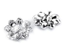 Glänzende Knöpfe ca. 15 mm  - geschliffene Romantische Blume - silberfarben