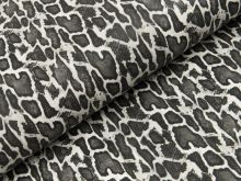 Elastisches Kunstleder bedruckt - Animalprint Schlangenmuster - wollweiß/grau