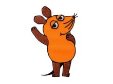 Applikation "Die Sendung mit der Maus" die Maus zum Aufbügeln orange