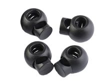4 runde Kordelstopper - 15 x 19 mm - für Kordeln mit max. 4 mm Durchmesser - schwarz