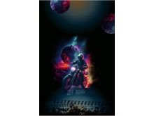  French Terry Digitaldruck Stenzo PANEL ca. 75 cm x 50 cm - Motorrad - schwarz - petrol