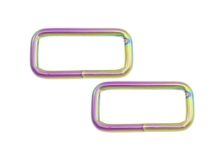 Taschenschlaufen vierkantig Metall - 2 Stück ca. 30 mm - regenbogen