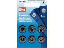 Prym 6 runde Annäh-Druckknöpfe 15mm - schwarz