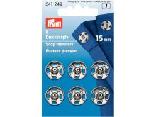 Prym 6 runde Annäh-Druckknöpfe 15mm -silberfarben