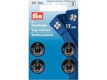 Prym 4 runde Annäh-Druckknöpfe MS 17 mm - schwarz