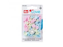 Color Snaps Druckknöpfe Prym Love 30 Stück/12,4mm gemischt - Herzen - pastellblau,pastellrosa,pastellmint
