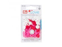 Color Snaps Druckknöpfe Prym Love 30 Stück/12,4mm gemischt - Herzen - rosa,rot,weiß