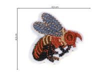 Nahaufnahme von Stick-Applikation zum Aufnähen ca 4,5 cm x 4,5 cm - Biene - rot