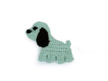 Häkelapplikation/Aufnäher 40 x 40 mm - Hund - mint