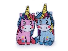 Aufbügler - Einhorn-Zwillinge ca. 80 x 50 mm - rosa/blau