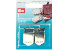 Prym 2 Hosenträger-Clips 35mm - silberfarben