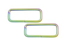 Taschenschlaufen vierkantig Metall - 2 Stück ca. 40 mm - regenbogen