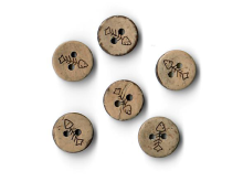 Runder Kokosnuss-Knopf - 6 Stück 13 mm - Fischgräte - holzfarben