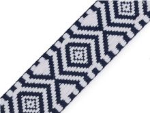 Gurtband Jacquard ca. 38 mm - Ethno Muster - dunkelblau