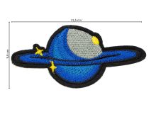 Nahaufnahme von Stick-Applikation zum Aufbügeln ca 11,5 cm x 5,5 cm - Panet - blau