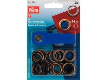 Prym 10 Ösen und Scheiben MS 14,0 mm - altgoldfarben
