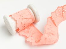 Rüsche Spitze eingefasst mit englischer Stickerei 50 mm uni koralle