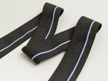 Gummiband - schmaler Streifen,gepunktete Linie ca. 40mm - meliert dunkles grau/blau/weiß