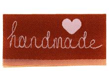 VENO 2 Stück Webetiketten mit Mittelfaltung - Handmade - rostbraun