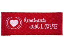 VENO 2 Stück Webetiketten - Handmade with love - rot