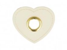Aufnäh-Ösen auf Kunstleder 10 mm 4 Stück - Herz - uni creme