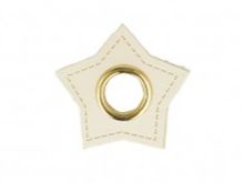 Aufnäh-Ösen auf Kunstleder 10 mm 4 Stück - Stern - uni creme