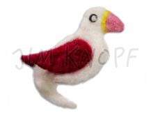 Jim-Knopf Filz-Applikation "Papagei" 8cm naturweiß-weinrot