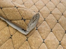 Kork Coupon ca. 50 cm x 65 cm - großes Rautenmuster nahtgesteppt - schwarz