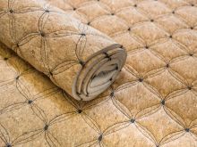 Kork Coupon ca. 50 cm x 65 cm - Karo Muster nahtgesteppt - schwarz