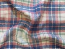 Leichter portugiesischer Flanell - Karomuster - wollweiß - rosa