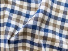 Leichter portugiesischer Flanell - Karomuster - weiß - blau