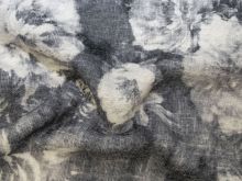 Strickwollstoff  - Pfingstrosen - grau